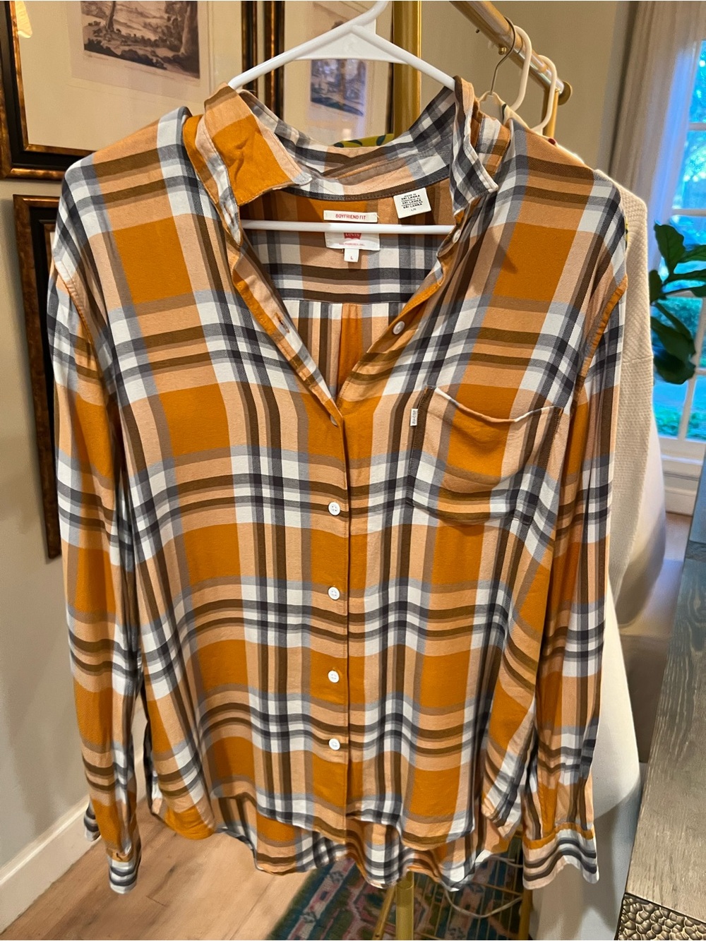 Levi's Mustard Plaid Button-Down Shirt